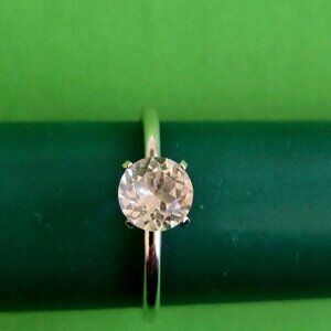 Vintage UNCAS Silver Cubic Zirconia Solitaire Ring Size 12